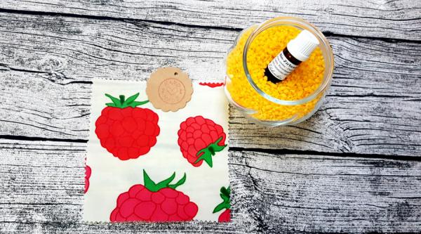 Preview: Bienenwachstuch-Himbeere-4er-Set-15x15