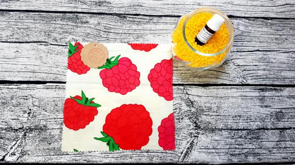 Preview: Bienenwachstuch-Himbeere-4er-Set-20x20